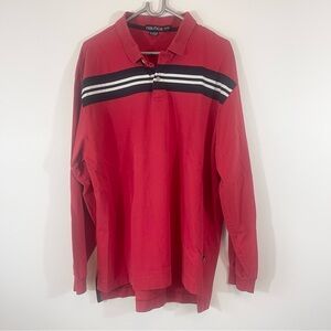 Vintage Nautical Rugby Long Sleeve Red Blue White Size XL